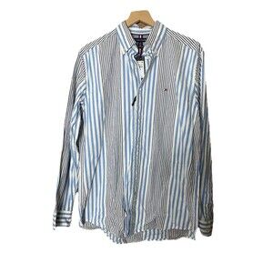 Tommy Hilfiger Button Down Longsleeve Plaid Shirt Blue/ White  Mens Size Medium